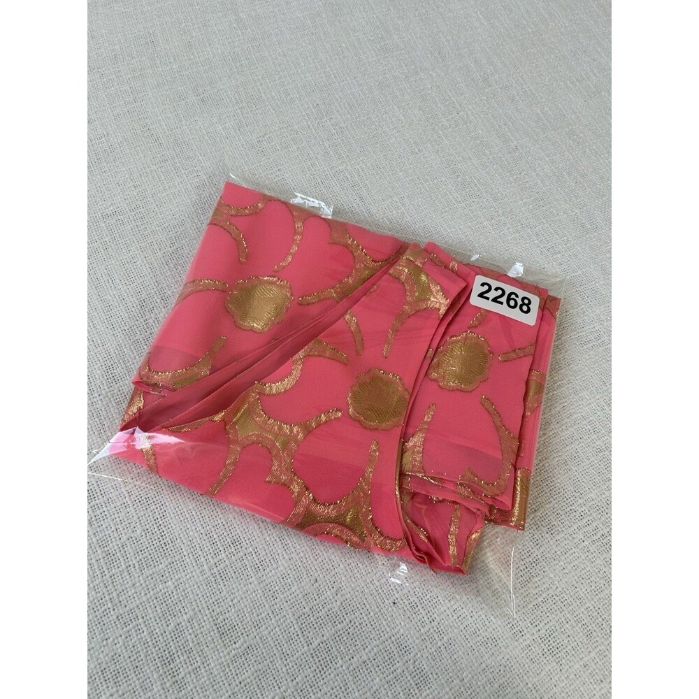 Lilly Pulitzer Tank Top Pink 100% Silk Gold Metallic Flower Pattern Boxy Size M - Picture 9 of 9